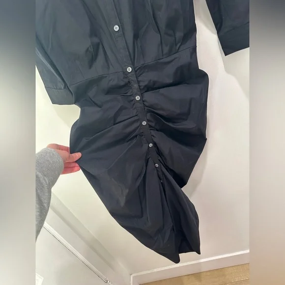 Veronica Beard Classic Black ruched SHIRTDRESS SIZE 4. Worn once excellent - Picture 8 of 13